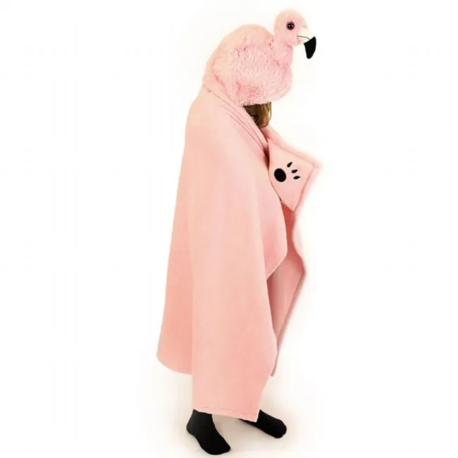 Tæppe med hætte, flamingo
