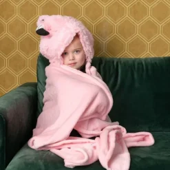 Tæppe med hætte, flamingo