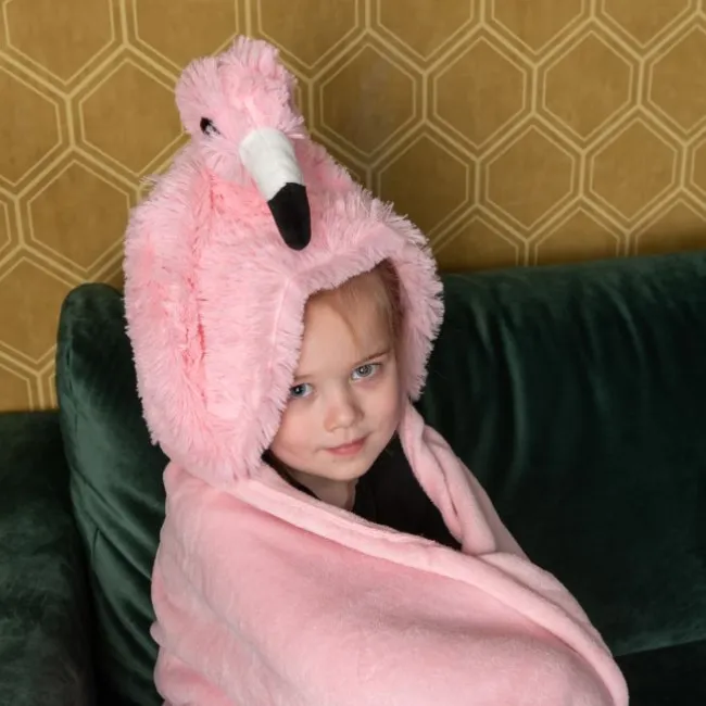 Tæppe med hætte, flamingo