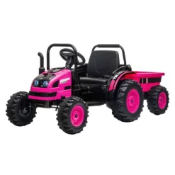 Traktor m. trailer 12V Pink