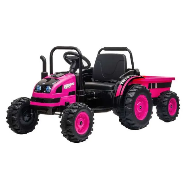 Traktor m. trailer 12V Pink