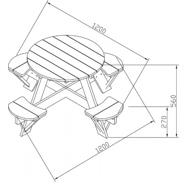 UFO Picnic Bord brun/hvid