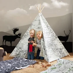 Verdenskorts Tipi sort/hvid