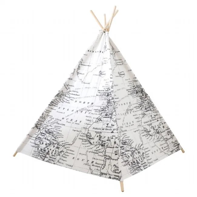 Verdenskorts Tipi sort/hvid